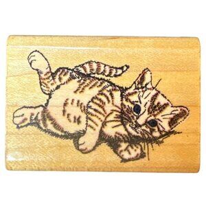 Playful Kitten Rubber Stamp #650 Wooden Block By Comotion Rubber Stamps 1993